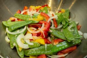 vegetables in a wok